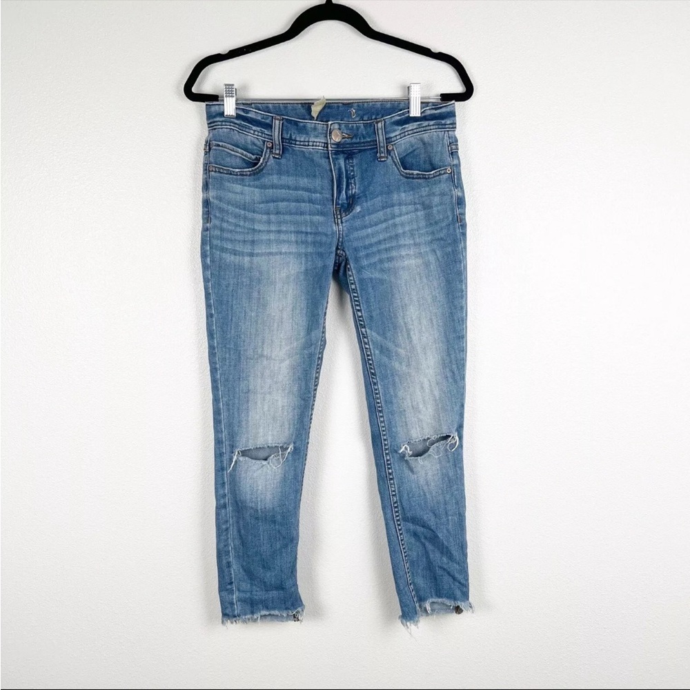 Free People Womens Mid Rise Distressed Blue Jeans Sz 27